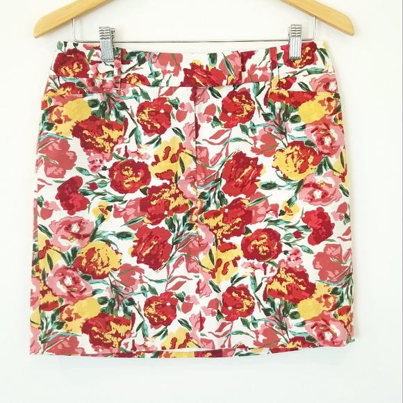 Ann Taylor Loft Floral Lined Cotton Skirt sz 6 Petite - Picture 2 of 11